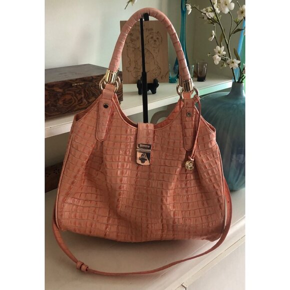 BEAUTIFUL BRAHMIN Elisa Satchel Shoulder Hobo Bag Rare Peach Color - Picture 2 of 14